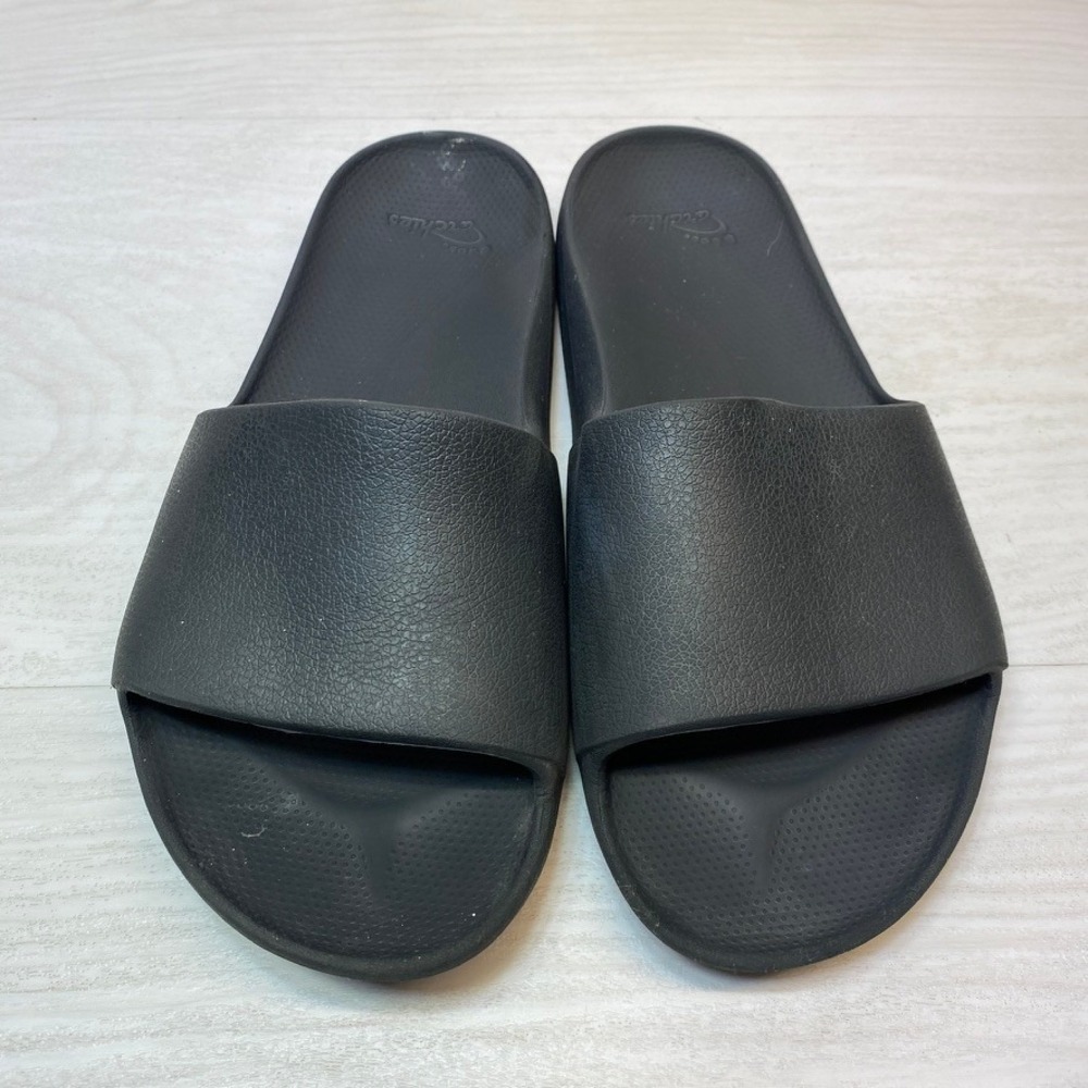 Archies Mens 7 Womens 8 Slide Sandals Black Foam Orthotic Arch Support Beach Sho